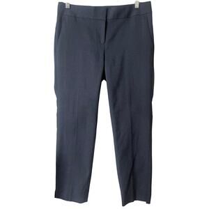 Ann Taylor Pants Womens 0 Devin Fit Navy Pin Dot Wool Blend Career Trousers